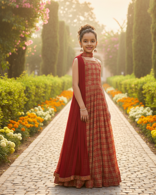 Maroon Indian Anarkali Gown