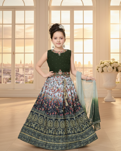 Olive Green Designer Lehenga Set