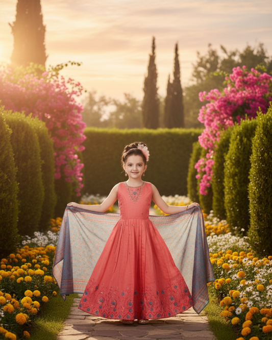 Pink Festive Floor-Length Dress