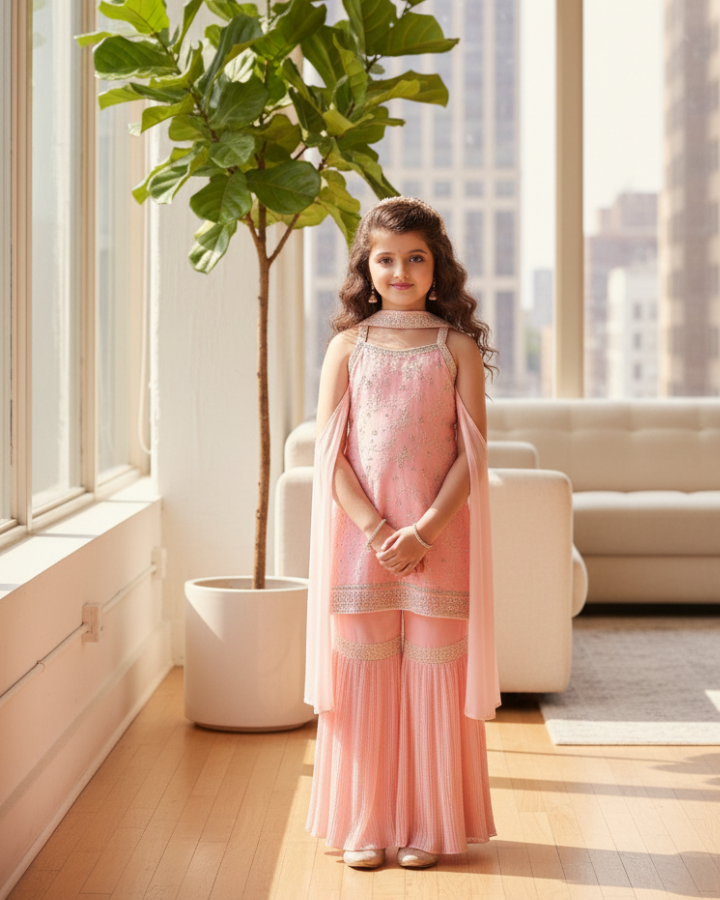 Light Pink Indian Sharara Suit