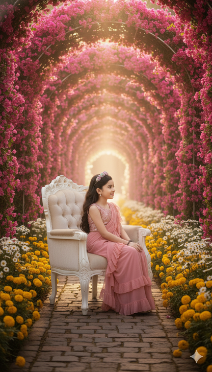 Baby Pink Ruffled Saree Gown with Embellished Blouse