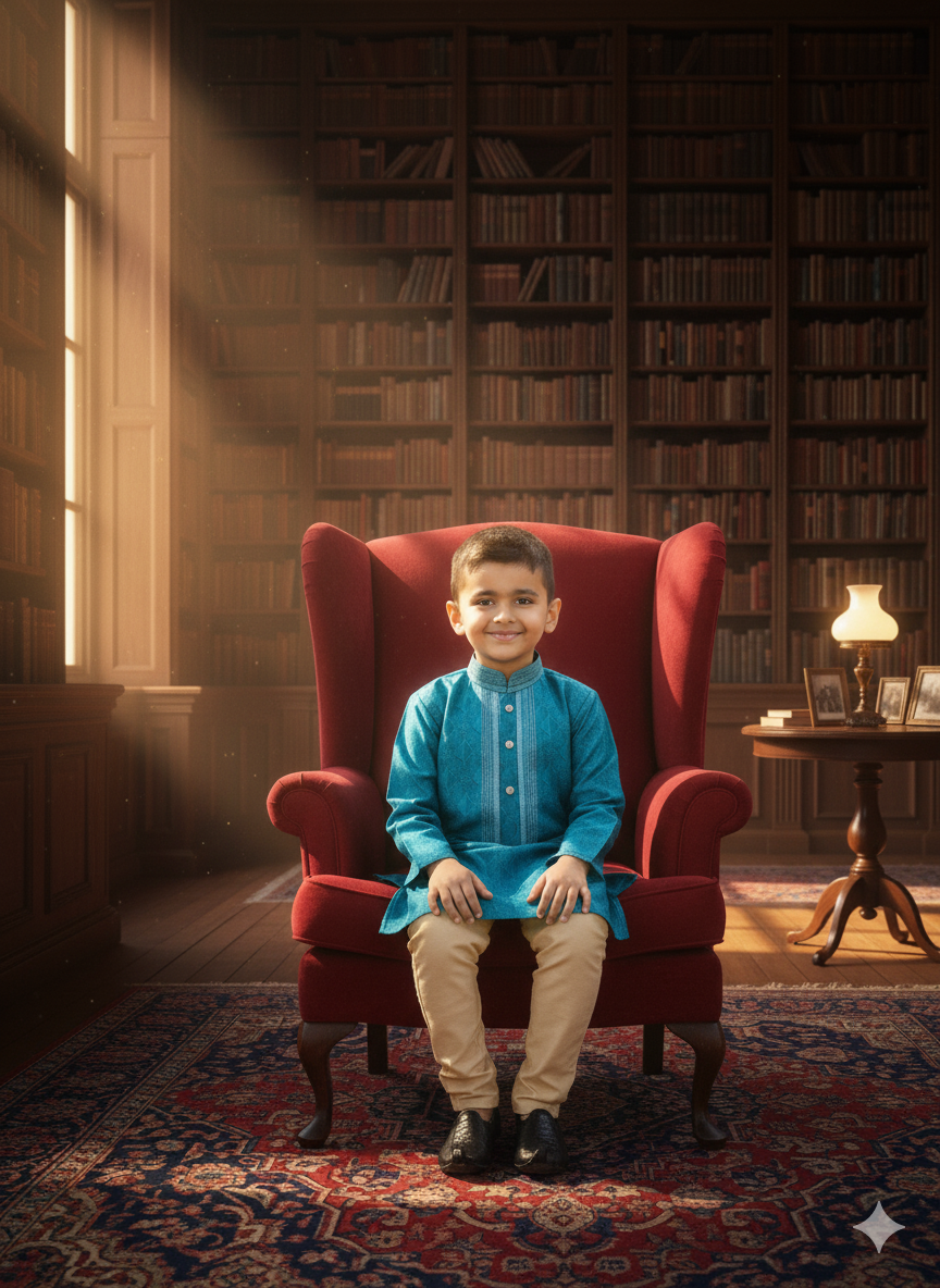 Sky Blue Jacquard Silk Kurta Pajama Set for Boys