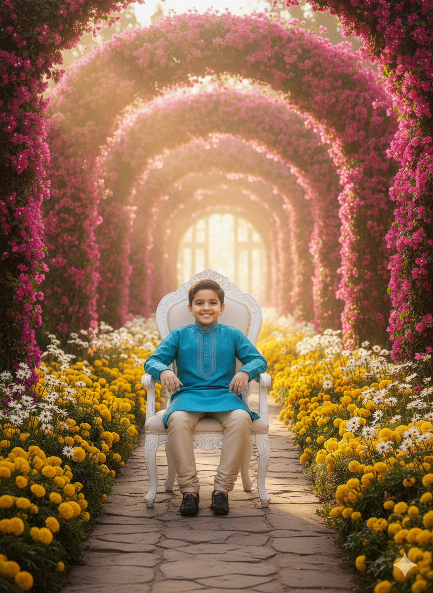 Sky Blue Jacquard Silk Kurta Pajama Set for Boys