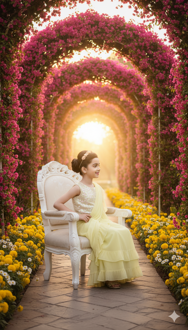 Lemon Yellow Ruffled Saree Gown with Embellished Blouse