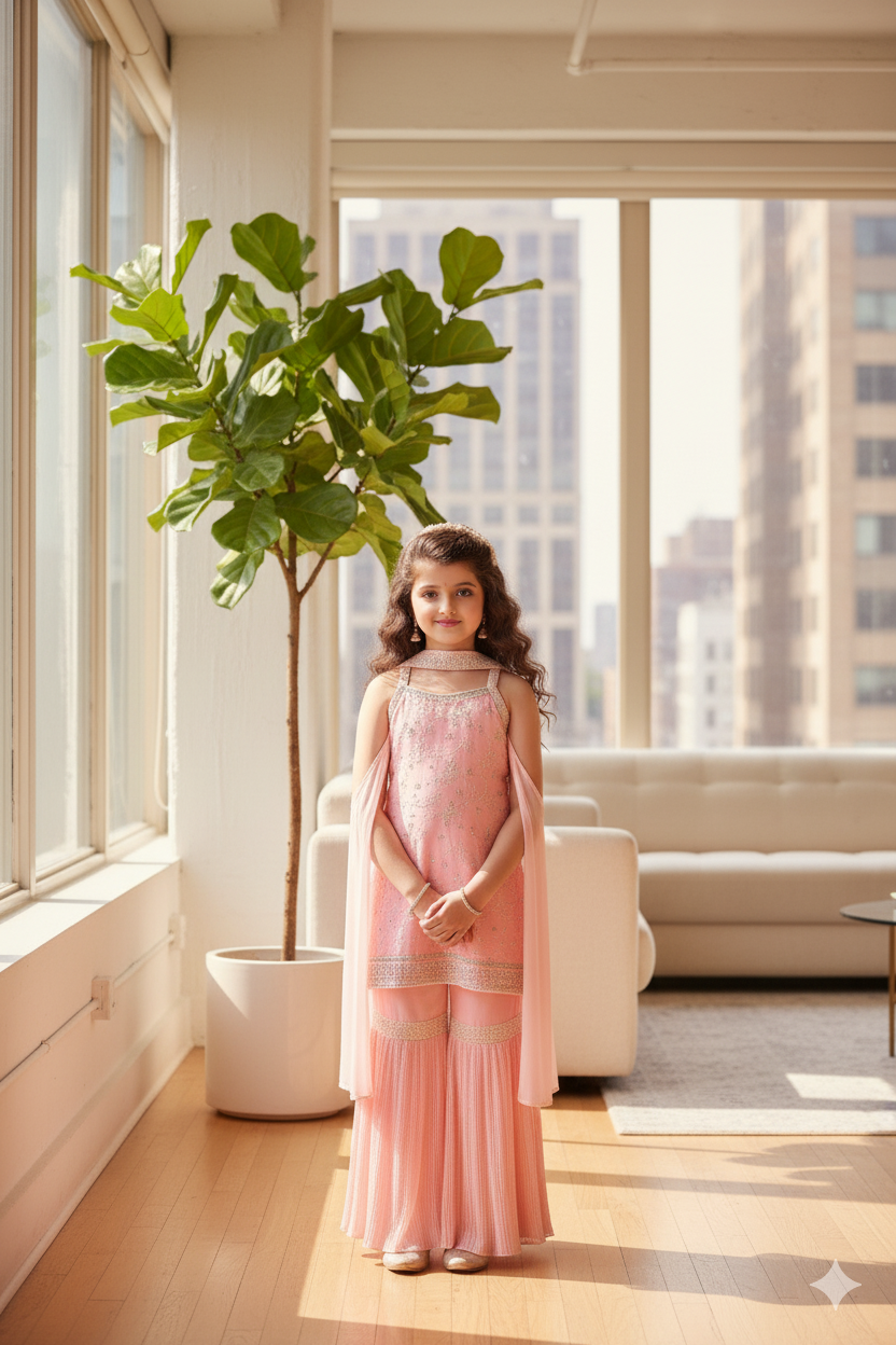 Light Pink Indian Sharara Suit