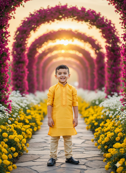 Mustard Yellow Kurta with Beige Pyjama