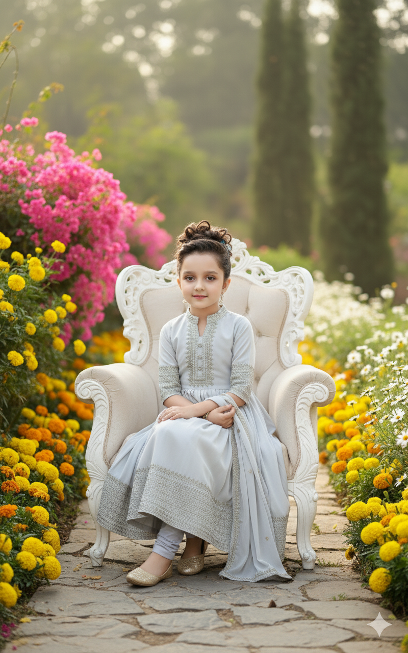 Off-white Churidar Anarkali Suit