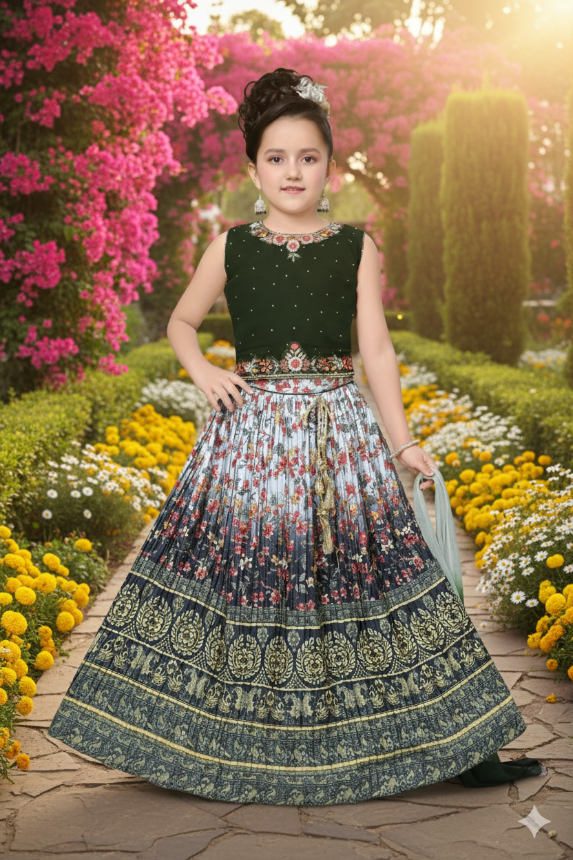 Olive Green Designer Lehenga Set
