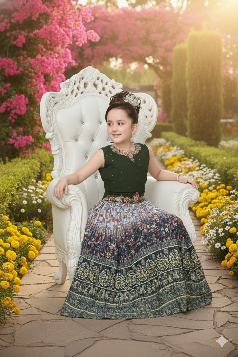 Olive Green Designer Lehenga Set