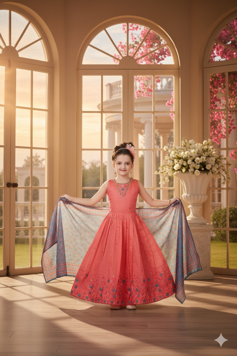 Pink Festive Floor-Length Dress