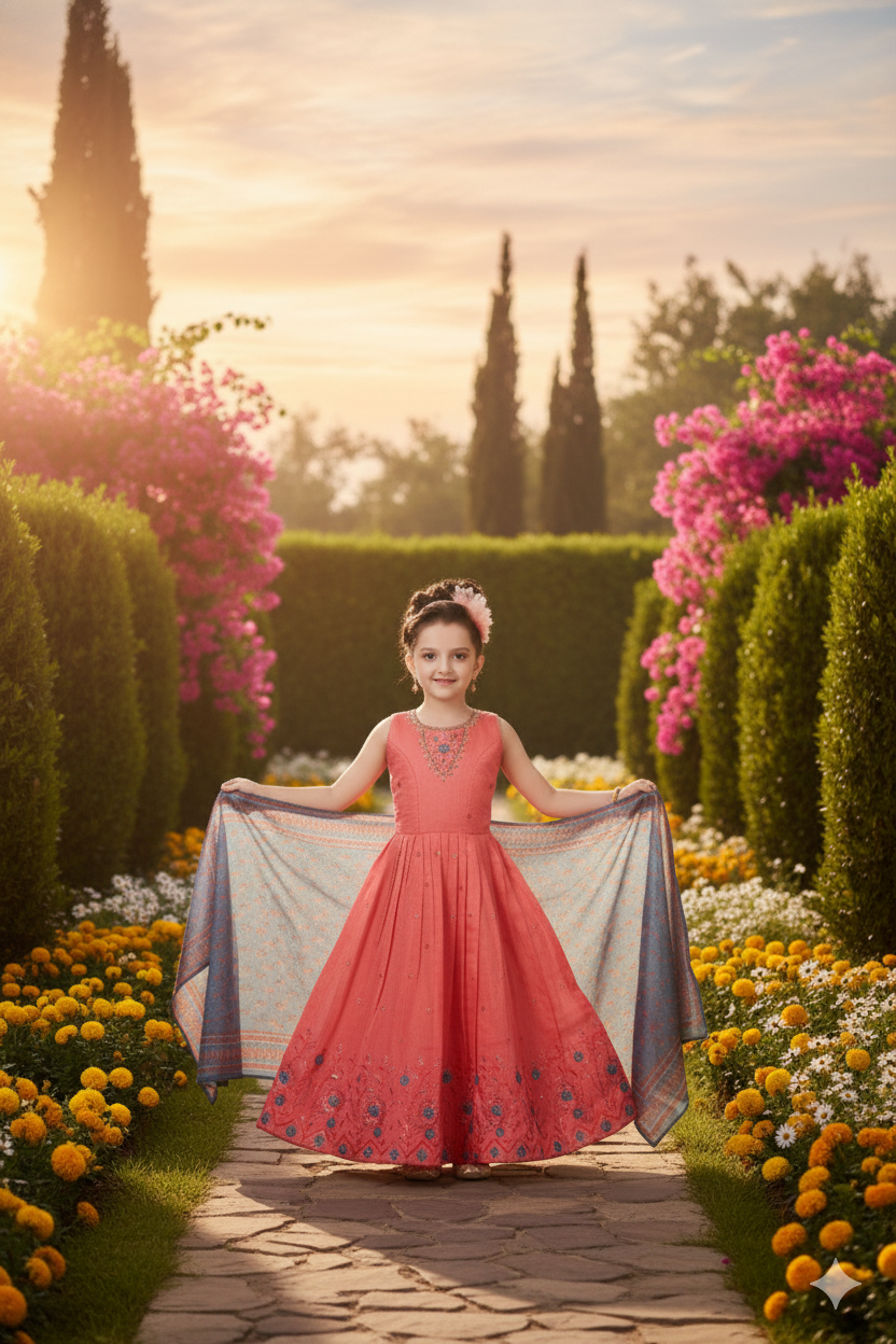 Pink Festive Floor-Length Dress