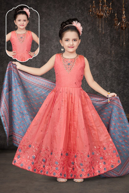 Pink Festive Floor-Length Dress