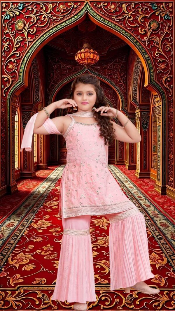 Girls Ethnic Outfit with Georgette Top Palazzo bottom with Duppatta