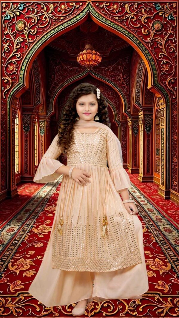 Girls Ethnic Outfit with Georgette Top Palazzo bottom with Duppatta